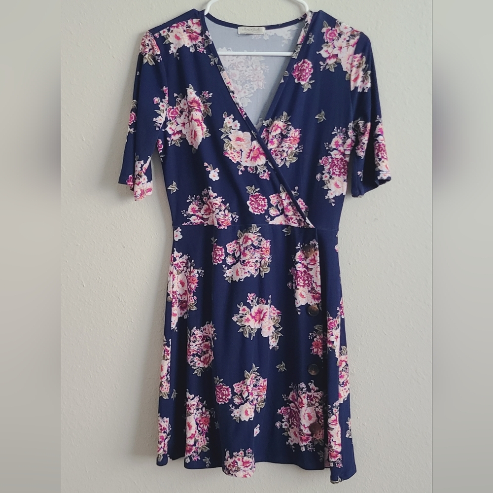 Ultra Flirt Navy Floral Dress